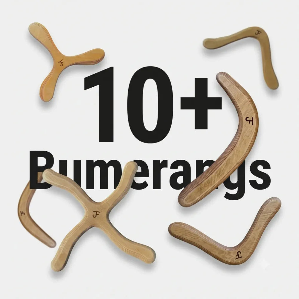 10 personalized company boomerangs with logo side by side