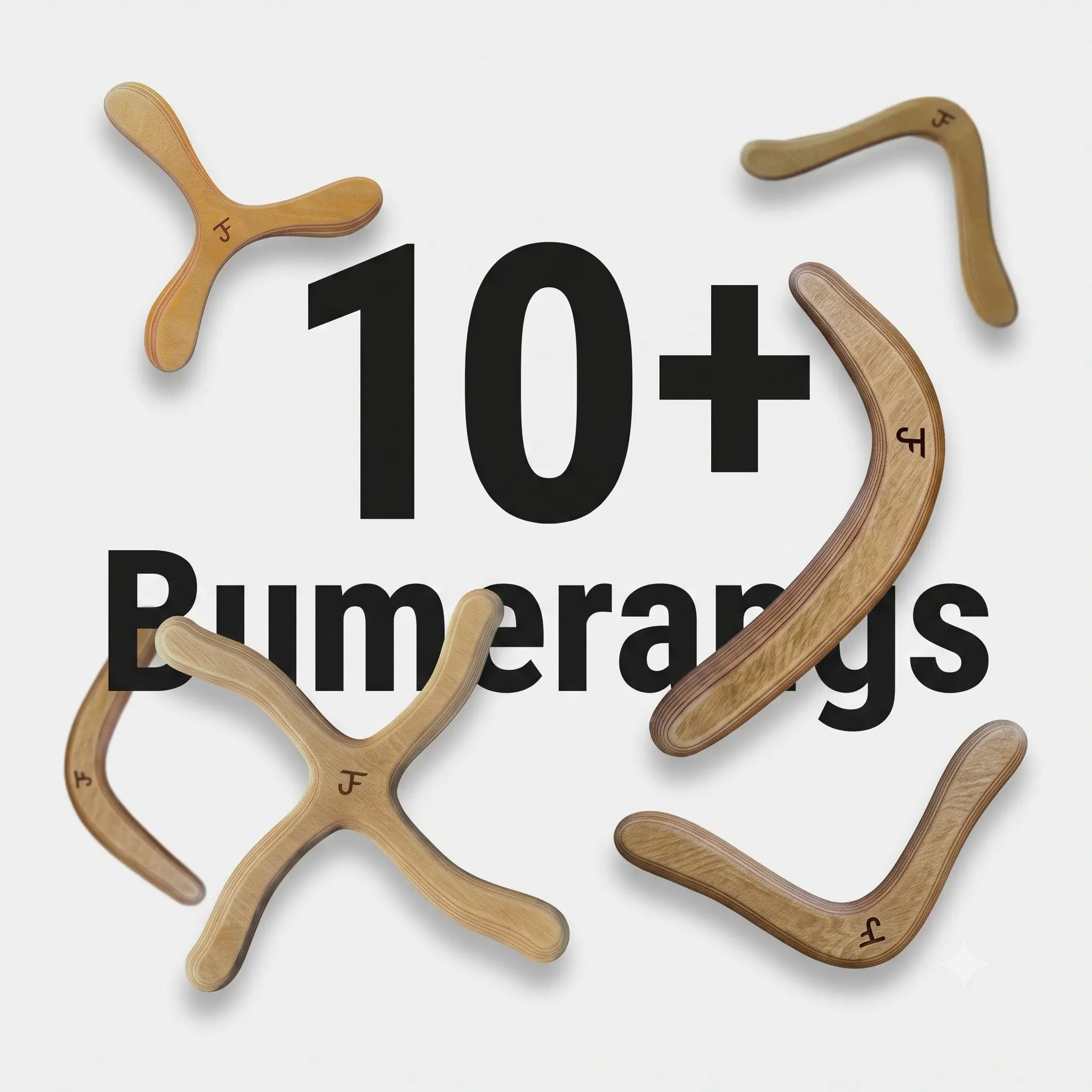 10 personalized company boomerangs with logo side by side
