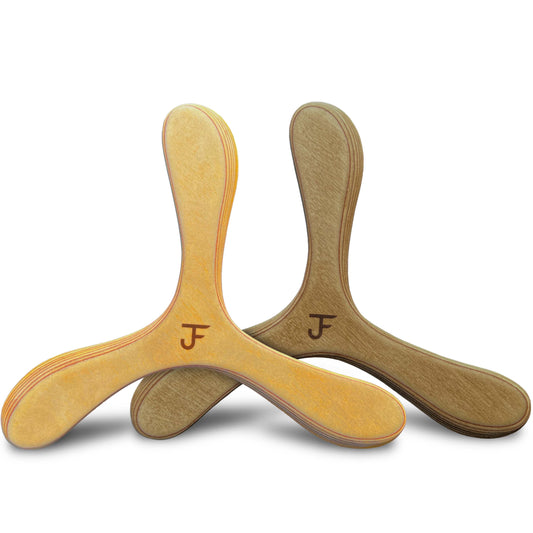 JF BUMERANG - Modell MÜNCHEN Hell und Dunkel - Rechtshänder - Holz Boomerang - Handgefertigter Bumerang aus der Vater-Sohn Manufaktur JF Bumerang.